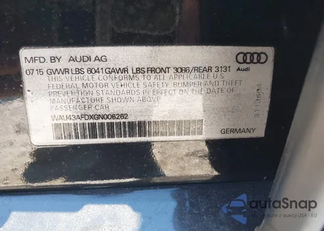 2016 Audi A8 L 4.0T Sport z USA, uszkodzony, nr VIN WAU43AFDXGN006262